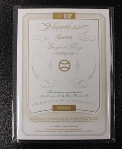 lot 49 image: 2016 Flawless Greats Gaylord Perry Dual Patch Relic Autograph #GP 920  Only 20 Exist