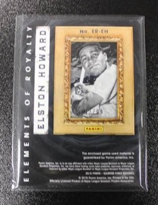 lot 53 image: 2016 Diamond Kings Elements of Royalty Elston Howard Dual Jersey Relic #ER-EH 4299  Only 99 Exist