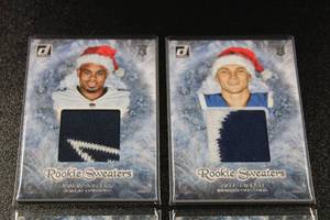 lot 80 image: 2022 Donruss Rookie Sweaters Relic Lot  4 Different Rookie Cards  Drake LondonBrian Robinson JrAlec PierceJalen Tolbert
