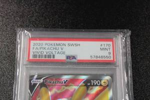 lot 99 image: 2020 Pokemon Vivid Voltage Pikachu V #170185 PSA 9