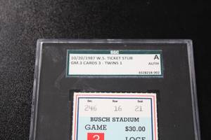 lot 138 image: 1987 World Series Game 3 October 20th 1987 Ticket Stub SGC Authentic