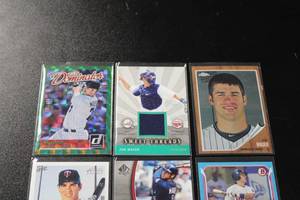 lot 149 image: Joe Mauer Baseball Card Lot  6 Cards w Two Jersey Relics