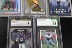 lot 158 image: Graded Football Card Lot  5 Graded Cards