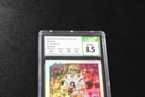 lot 165 image: 2020 Chronicles Draft Absolute Spectrum Joe Burrow #1 Rookie Card CSG 8.5