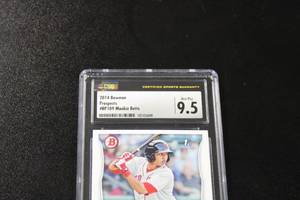 lot 166 image: 2014 Bowman 1st Bowman Mookie Betts #BP109 Rookie Card CSG 9.5