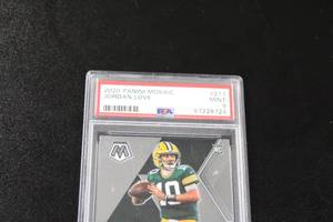 lot 174 image: 2020 Mosaic Jordan Love #211 Rookie Card PSA 9