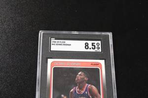 lot 176 image: 1988-89 Fleer Dennis Rodman #43 Rookie Card SGC 8.5