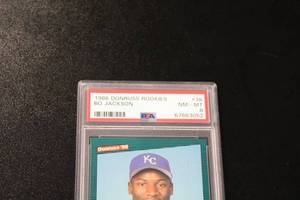 lot 183 image: 1986 Donruss Rookies Bo Jackson #38 Rookie Card PSA 8
