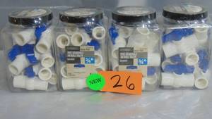 lot 26 image: 4 Packs of 12 34 in. x 34 in. PVC Schedule 40 Slip x Slip Ball Valve Pro Pack (12-Pack)