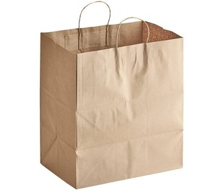 lot 28 image: 14 x 10 x 15 34 Natural Kraft Paper Customizable Shopping Bag with Handles - 200Case