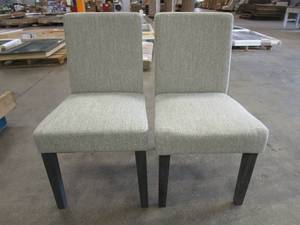 lot 85 image: Kuna Contemporary Upholstered Dining Room Chairs in Gray - Set of 2