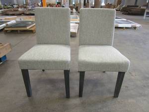 lot 86 image: Kuna Contemporary Upholstered Dining Room Chairs in Gray - Set of 2