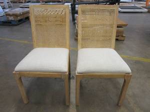 lot 112 image: Madison Park Ashe Natural Dining Chair - Set of 2 (STAINS ON CUSHIONS)