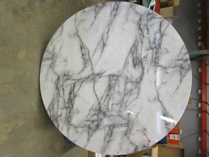 lot 115 image: Lifestorey Indra Faux Marble Dining Table Top (TOP ONLY, CRACKS IN VENEER ON EDGE)