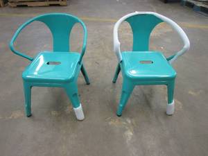 lot 100 image: Marley Metal Kids Chair in Aqua Blue - Set of 2