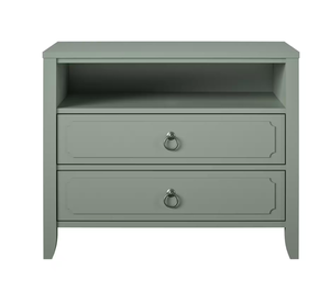 lot 138 image: Novogratz Her Majesty 2-Drawer Green Nightstand (OPEN BOX)