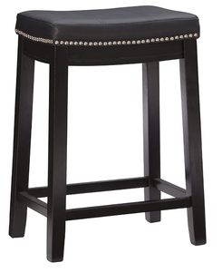 lot 141 image: Linon Claridge Counter Stool, Black, 26 x 18 x 12.75
