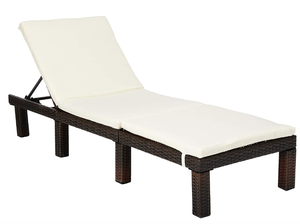 lot 155 image: Christopher Knight Home Jamaica Outdoor Wicker Chaise Lounge with Water Resistant Cushion, Multibrown  White (OPEN BOX)