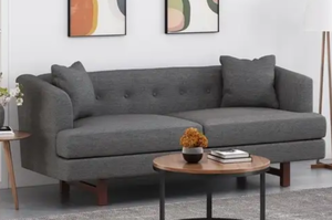 lot 156 image: Christopher Knight Home Mableton Indoor Upholstered 3-Seater Sofa in Charcoal (OPEN BOX)