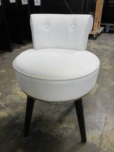 lot 187 image: VEIKOUS Makeup Vanity Stool Chair with Low Back and Wood Legs - Off-White (OUT OF BOX)