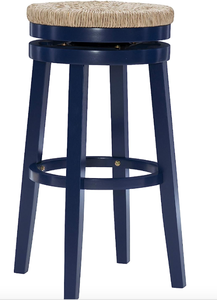 lot 140 image: Powell Maya Navy Blue Backless Barstool with Swivel Seat