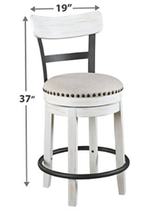 lot 153 image: Valebeck Counter Height Upholstered Swivel Bar Stool with Contoured Back (OPEN BOX)