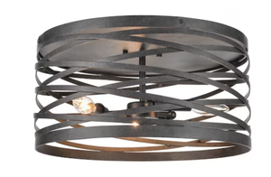 lot 160 image: 929 Lighting 929 Flush Mount Lighting 2-Light 16-in Weathered Iron Incandescent Flush Mount Light (OPEN BOX)