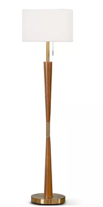 lot 162 image: Century 61 in. Antique Brass Wood Floor Lamp (OPEN BOX)