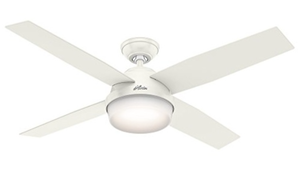 lot 182 image: Hunter 59217 52 Dempsey Ceiling Fan with Light and Remote, Fresh White (OPEN BOX)