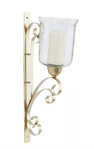 lot 185 image: Litton Lane Gold Metal Traditional Wall Sconce - Set of 2 (OPEN BOX)