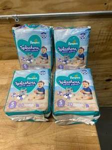 PAMPERS Lot of 4 Packs of- Splashers Swim Pants (20 per pack) Small 13-24 lb