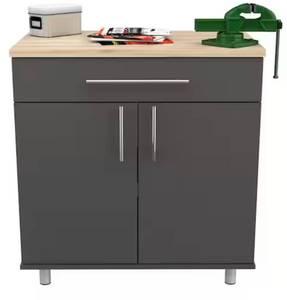 INVAL KRATOS 31.5 in. W x 34.65 in. H x 19.69 in. D 2-Shelves Wood Garage Storage Freestanding Cabinet in Dark GrayMaple (4)