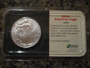 2000 American Silver Eagle - 1oz Silver in Littleton Plastic Holding Case