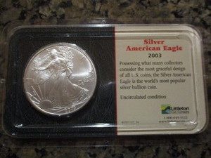 2003 American Silver Eagle - 1oz Silver in Littleton Plastic Holding Case