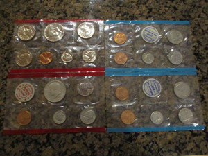 1969-P, 1970-P, 1971-D and 1981-D US Mint Proof Sets in Original Mint Cello