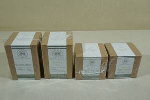 lot 82 image: Begonia and Bench Candles -Wonderment, Ginger Tea, Rejuv, Mint Twist