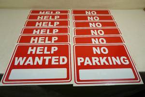 lot 154 image: 6 No Parking & 6 Help Wanted Signs
