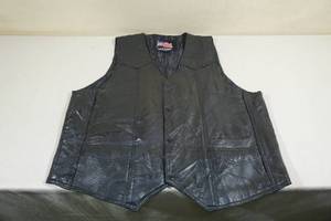 lot 267 image: USA Leather Co Black Leather Vest -Xlarge