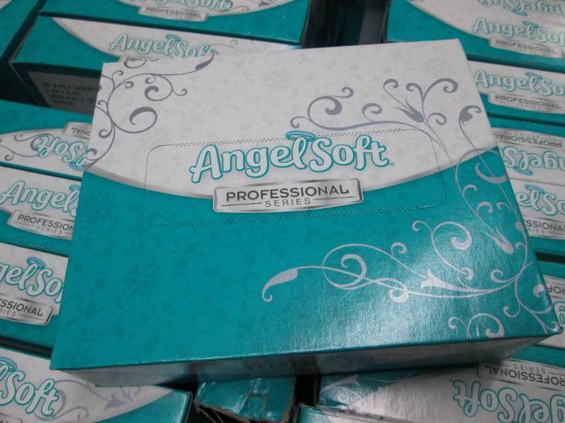 lot 321 image: Box of 50ct pks  Angel Soft Facial ...