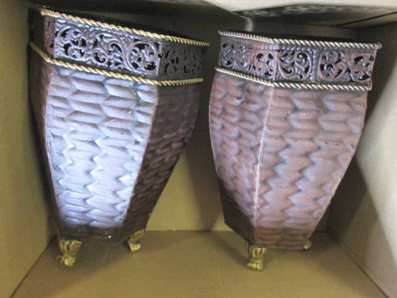 lot 309 image: 2 vases metal and home decor piece ...