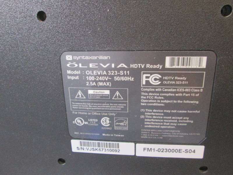 lot 273 image: olevia 32 inch tv ...