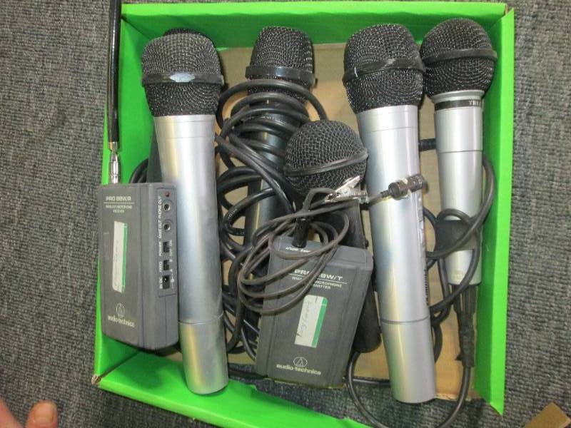 lot 453 image: lot of microphones and wireless con...