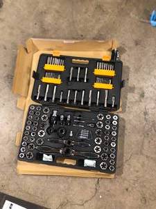 lot 43 image: GEARWRENCH SAEMetric Ratcheting Tap and Die Set (114-Piece) Customer Returns See Pictures
