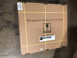 lot 44 image: Pleasant Hearth Clairmont Medium Glass Fireplace Doors  Customer Returns See Pictures