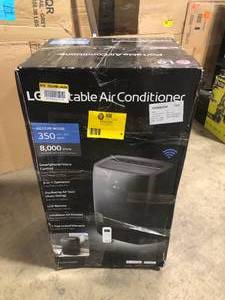 lot 104 image: LG 8,000 BTU (DOE) 115-Volt Portable Air Conditioner LP0821GSSM Cools 350 Sq. Ft. with Dehumidifier Function, Wi-Fi Enabled Customer Returns See Pictures