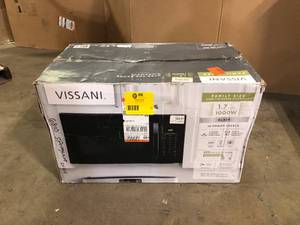 lot 117 image: Vissani 1.7 cu. ft. 1000-Watt Over the Range Microwave in Black  Customer Returns See Pictures
