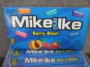 lot 129 image: 12- 5 oz Boxes Mike & Ike Berry Bla...