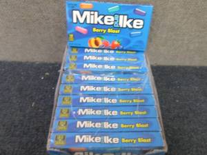 lot 130 image: 12- 5 oz Boxes Mike & Ike Berry Bla...