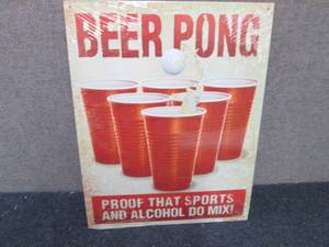 lot 317 image: Metal Beer Pong Sign 16x12.5 inches...