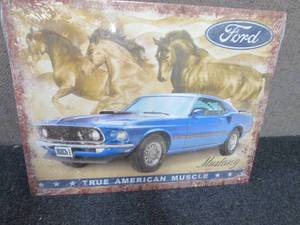 lot 326 image: Metal Ford Mustang Sign 16x12.5 inc...